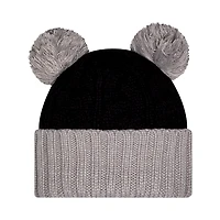 Bonnet en tricot à revers ton sur ton Penn State Nittany Lions New Era noir pour femme avec double pompon