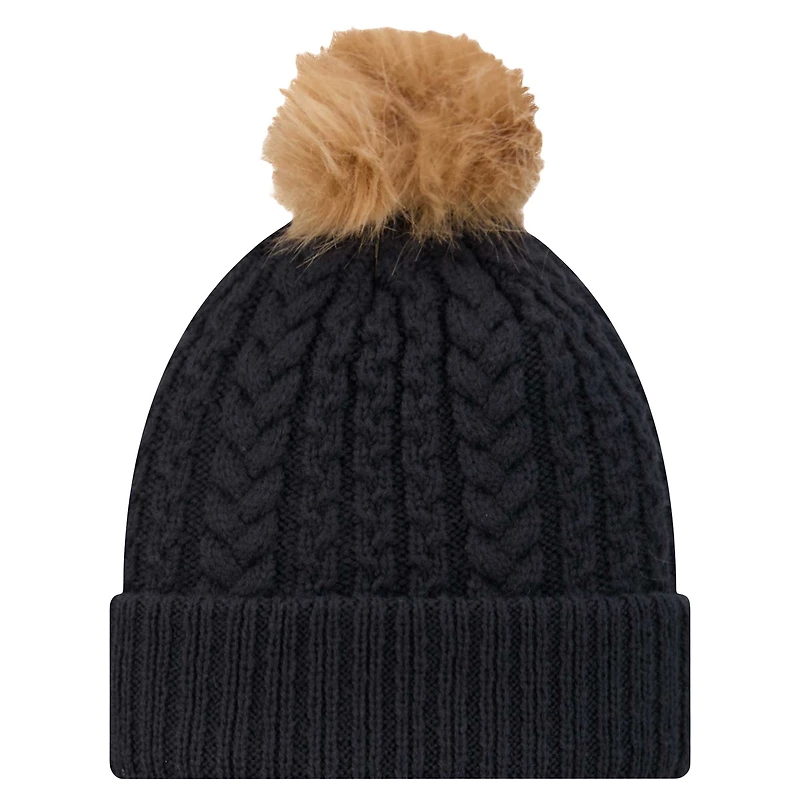 Bonnet en tricot à revers de luxe avec pompon Penn State Nittany Lions New Era bleu marine pour femme