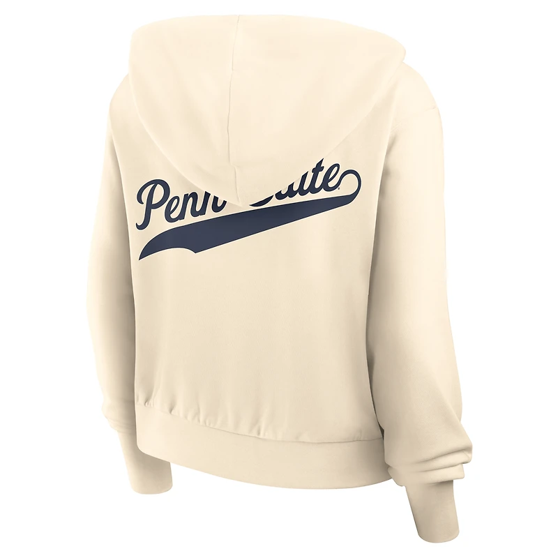 Sweat à capuche Nike crème Penn State Nittany Lions Cropped Chill entièrement zippé pour femme