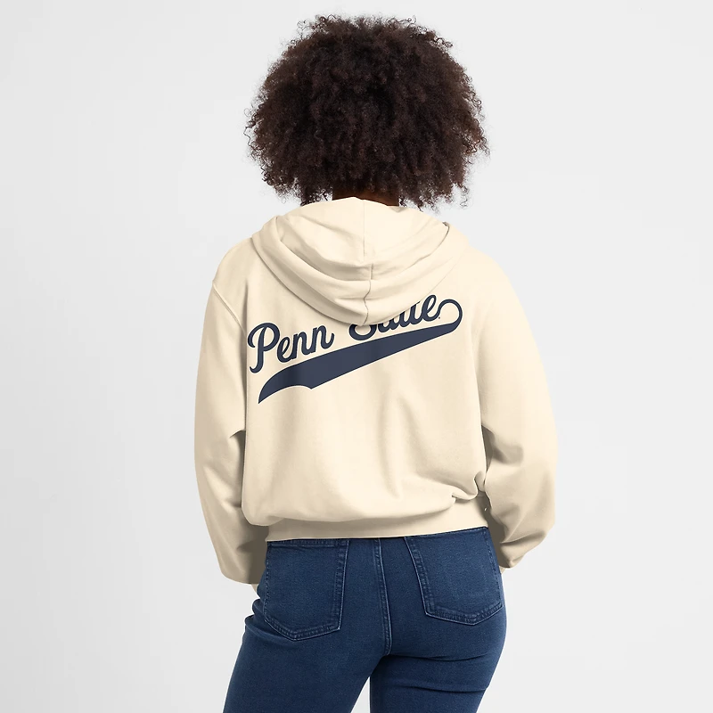 Women's Nike Cream Penn State Nittany Lions Cropped Chill Full-Zip Hoodie