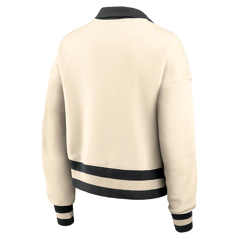 Women's Nike Cream Penn State Nittany Lions Oversized Legacy Cropped Half-Zip Sweatshirt
