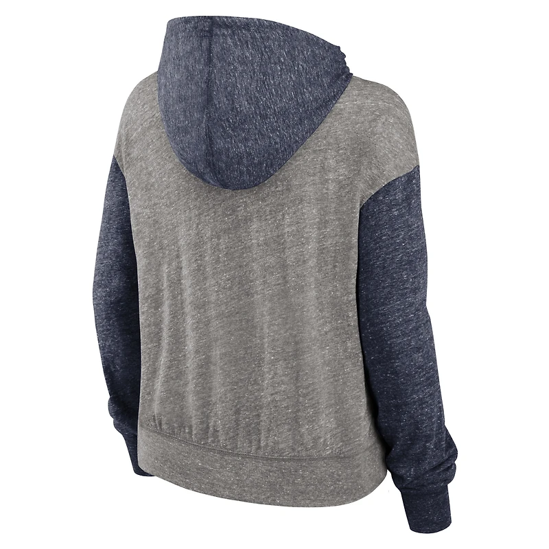 Sweat à capuche Nike pour femmes, gris chiné/marine, Penn State Nittany Lions Blitz Color Block Legacy