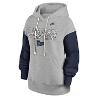 Women's Nike Heather Gray/Navy Penn State Nittany Lions Oversized Legacy Phoenix Pullover Hoodie