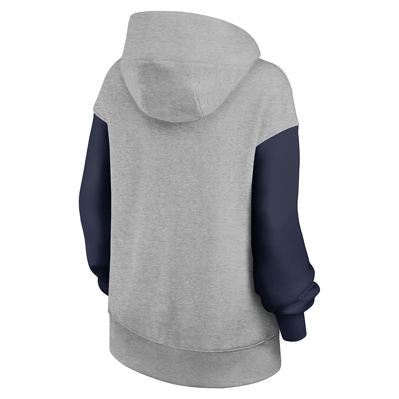 Women's Nike Heather Gray/Navy Penn State Nittany Lions Oversized Legacy Phoenix Pullover Hoodie