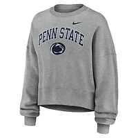 Women's Nike Heather Gray Penn State Nittany Lions Oversized Phoenix Arch Pullover Sweatshirt