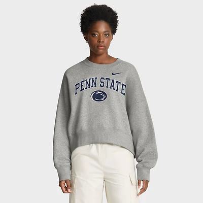 Women's Nike Heather Gray Penn State Nittany Lions Oversized Phoenix Arch Pullover Sweatshirt