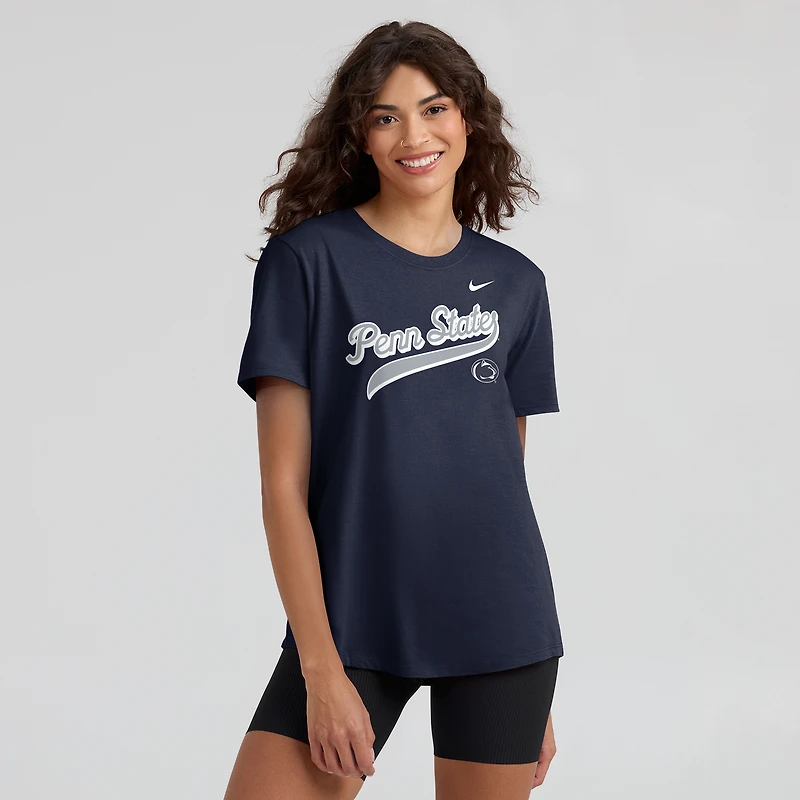 T-shirt Nike bleu marine Penn State Nittany Lions Local Script pour femme