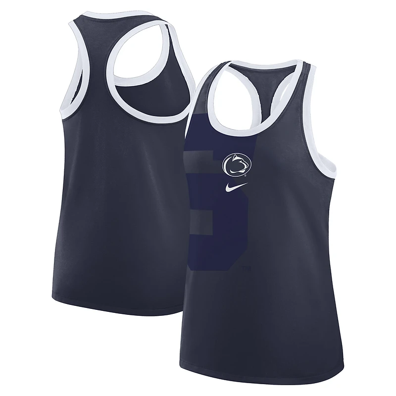 Women's Nike Navy Penn State Nittany Lions Primetime Tri-Blend Racerback Tank Top