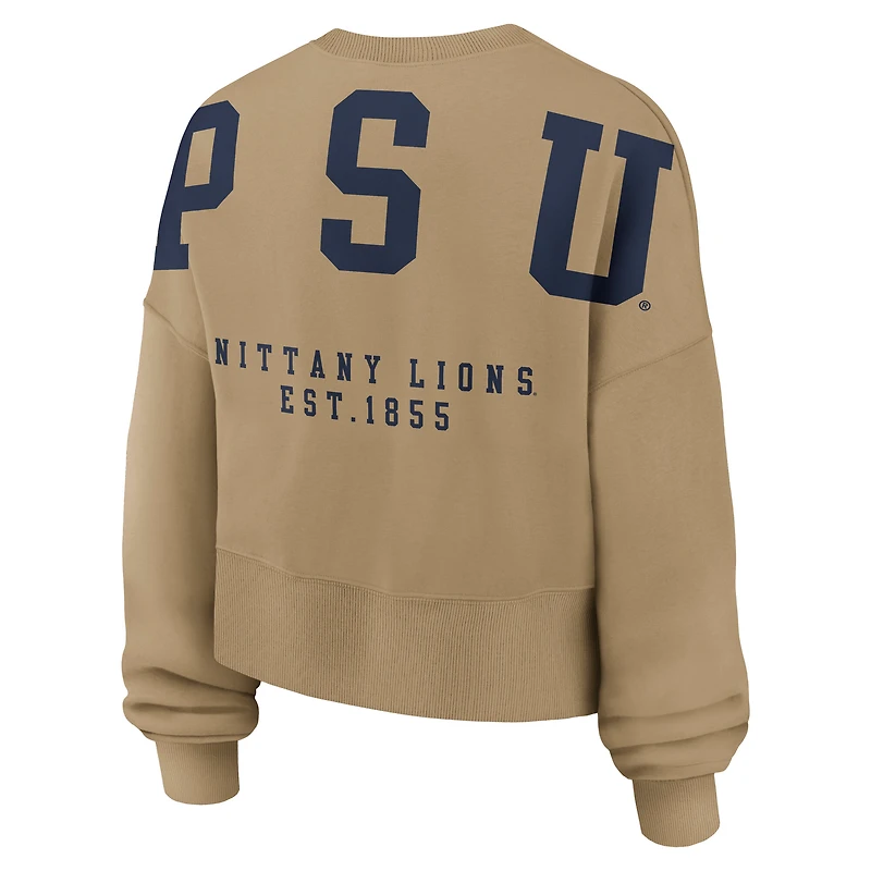 Women's Nike Tan Penn State Nittany Lions Oversized Phoenix 2-Hit Pullover Sweatshirt