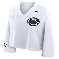Women's Nike White Penn State Nittany Lions Cropped Mesh Dri-FIT Fashion Jersey
