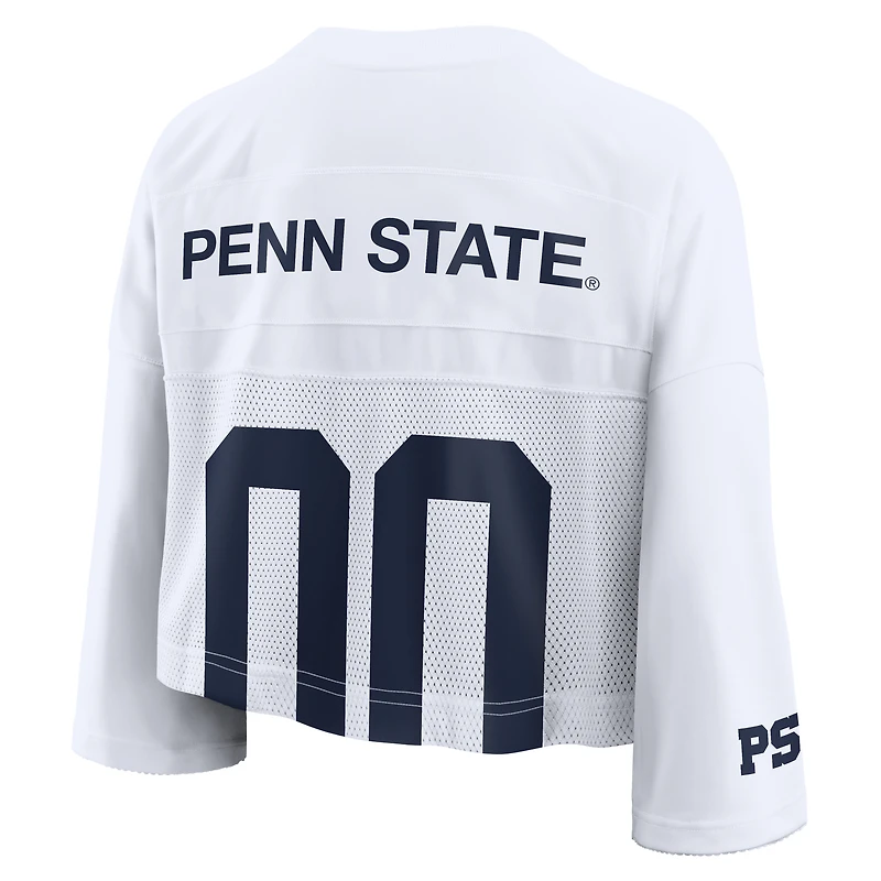 Women's Nike White Penn State Nittany Lions Cropped Mesh Dri-FIT Fashion Jersey