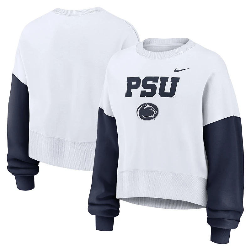 Sweat-shirt oversize à blocs de couleurs Nike Penn State Nittany Lions pour femme, blanc