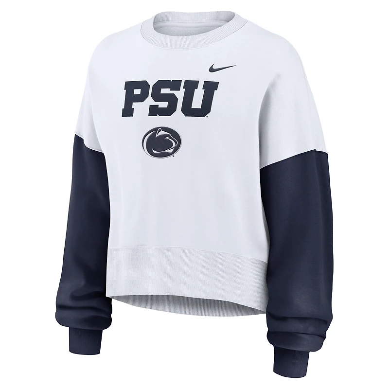Sweat-shirt oversize à blocs de couleurs Nike Penn State Nittany Lions pour femme, blanc