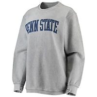 Women's Pressbox Gray Penn State Nittany Lions Comfy Cord Vintage Wash Basic Arch Pullover Sweatshirt