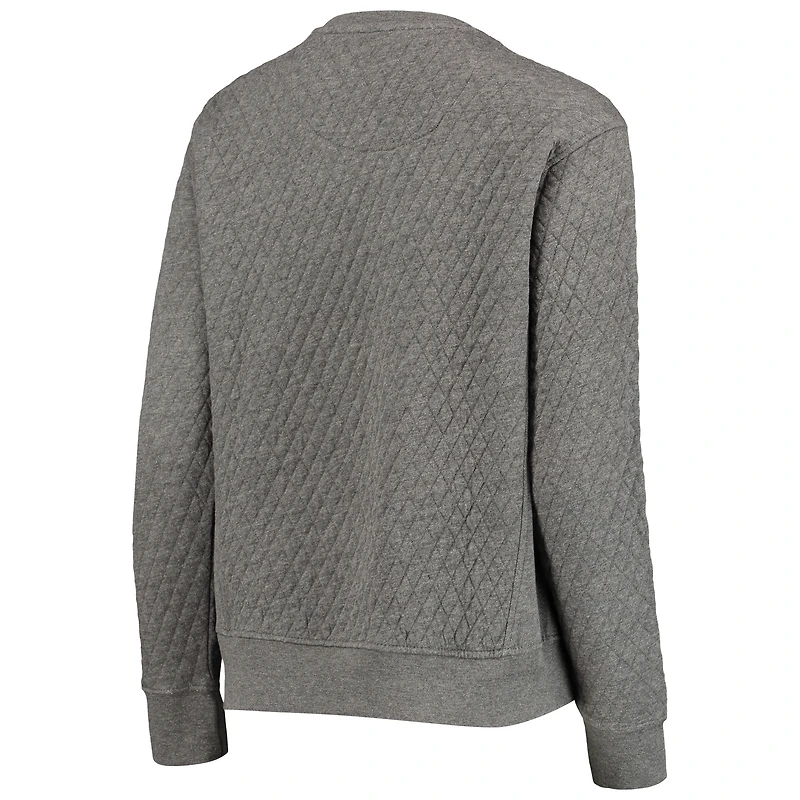 Sweat-shirt matelassé Pressbox pour femme, couleur gris anthracite chiné, motif orignal, Penn State Nittany Lions.