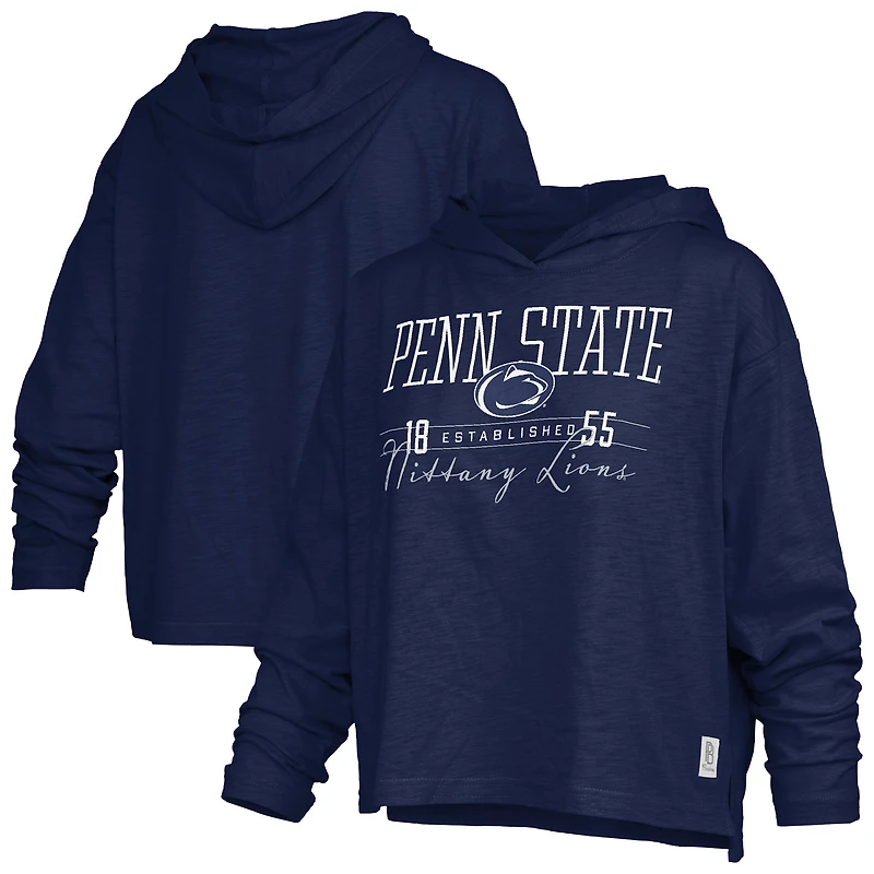T-shirt à capuche et manches longues Pressbox Navy Penn State Nittany Lions Castillo Slub pour femme
