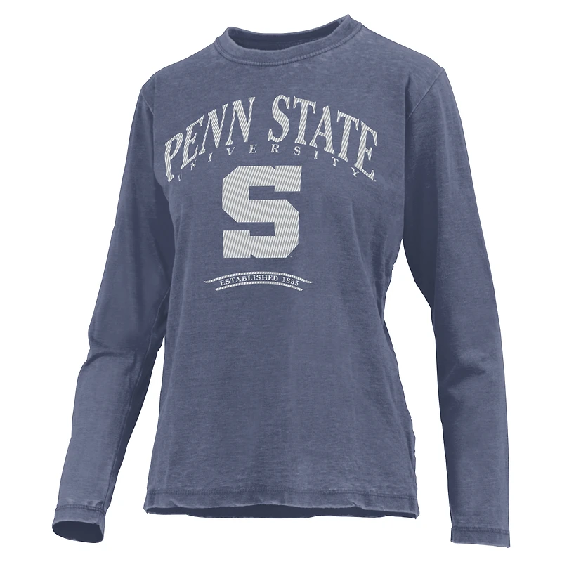 T-shirt à manches longues pour femmes Pressbox Navy Penn State Nittany Lions Chandler Olive Leaf Arch