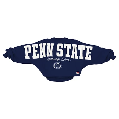 Women's Pressbox  Navy Penn State Nittany Lions Flannigan Oversized Dolman Pullover Sweatshirt