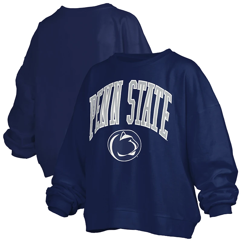 Sweat-shirt surdimensionné à manches longues pour femme, bleu marine, avec logo Janise Arch Over, des Nittany Lions de Penn State
