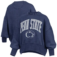 Women's Pressbox Natural Penn State Nittany Lions Oversized Waist-Length Crewneck Sweatshirt