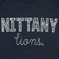 Women's Pressbox Navy Penn State Nittany Lions Steamboat Animal Print Raglan Pullover Sweatshirt
