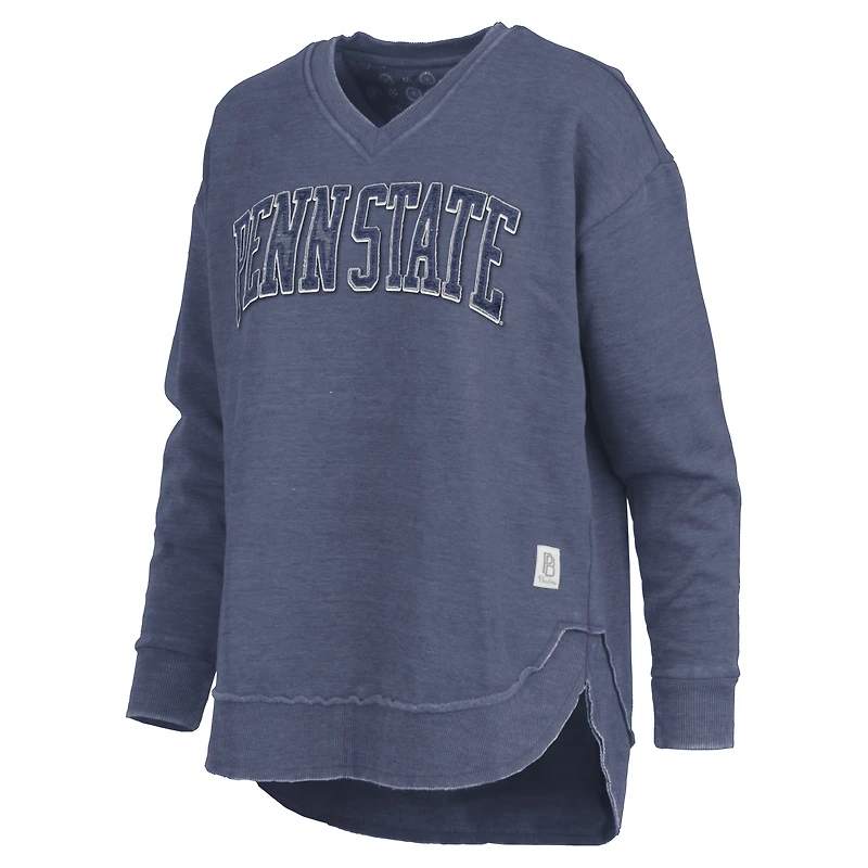 Sweat-shirt à col en V et poncho Westin pour femme avec logo Penn State Nittany Lions bleu marine