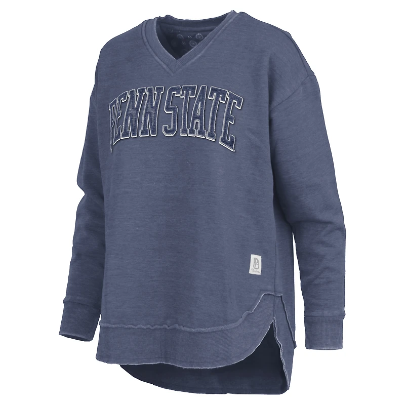 Sweat-shirt à col en V et poncho Westin pour femme, bleu marine, avec logo Penn State Nittany Lions