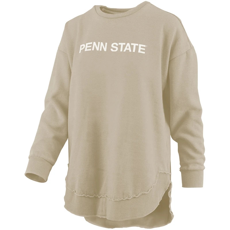 Women's Pressbox Tan Penn State Nittany Lions Poncho Fleece Pullover Sweatshirt