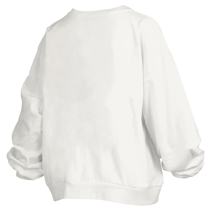 Women's Pressbox White Penn State Nittany Lions Janice Retro Logo Oversized Pullover Sweatshirt