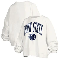 Sweat-shirt surdimensionné blanc pour femme avec logo Janise Arch Over, longueur à la taille, des Nittany Lions de Penn State