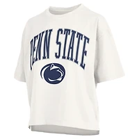 Women's Pressbox White Penn State Nittany Lions Nelson Arch Over Logo Waist Length Oversized Slub T-Shirt