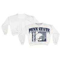 Women's Pressbox White Penn State Nittany Lions Oversized Janice Retro Waist-Length Sweatshirt