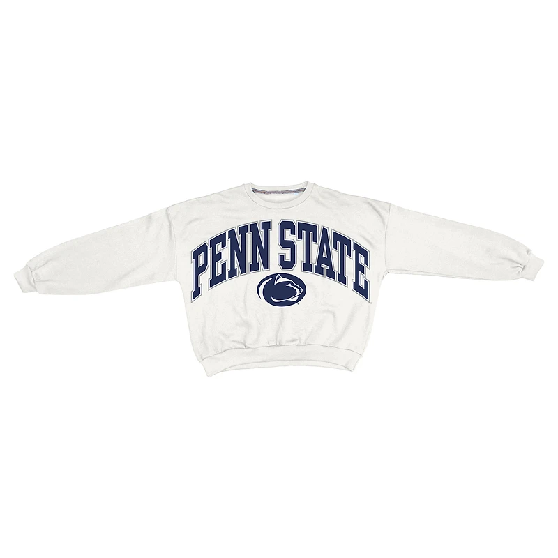 Women's Pressbox White Penn State Nittany Lions Oversized Janice Waist-Length Sweatshirt