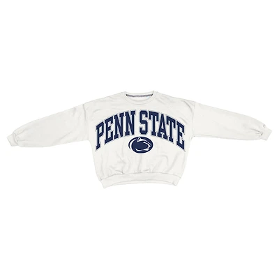 Women's Pressbox White Penn State Nittany Lions Oversized Janice Waist-Length Sweatshirt