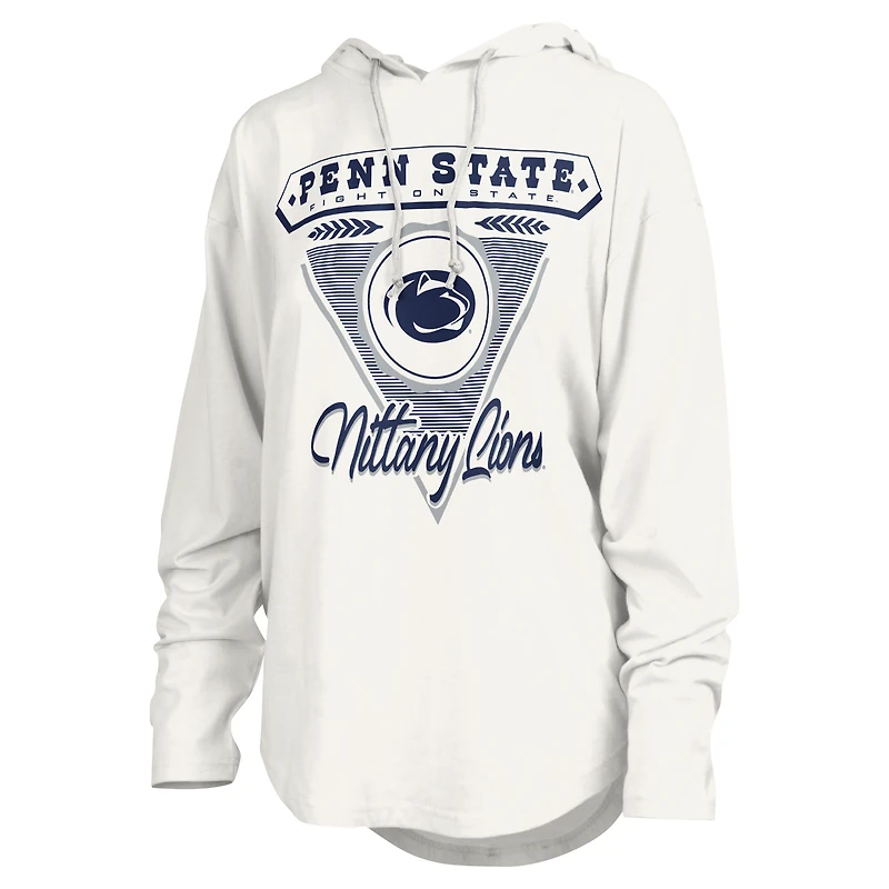 T-shirt à capuche blanc manches longues pour femmes Pressbox Penn State Nittany Lions San Bruno