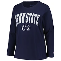 Women's Profile Navy Penn State Nittany Lions Plus Arch Over Logo Scoop Neck Long Sleeve T-Shirt