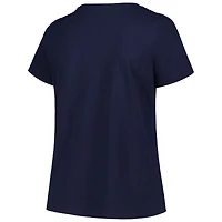 T-shirt à encolure dégagée pour femme Profile Navy Penn State Nittany Lions grande taille avec logo en forme d'arc