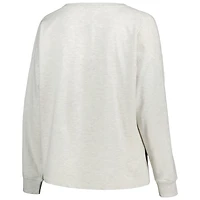 Women's Profile Oatmeal Penn State Nittany Lions Plus Distressed Arch Over Logo Neutral Boxy Pullover Sweatshirt