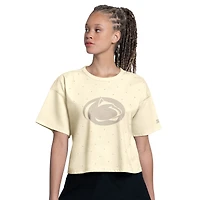 Women's Starter Cream Penn State Nittany Lions Rhinestone Sprinkle Boxy Cropped T-Shirt