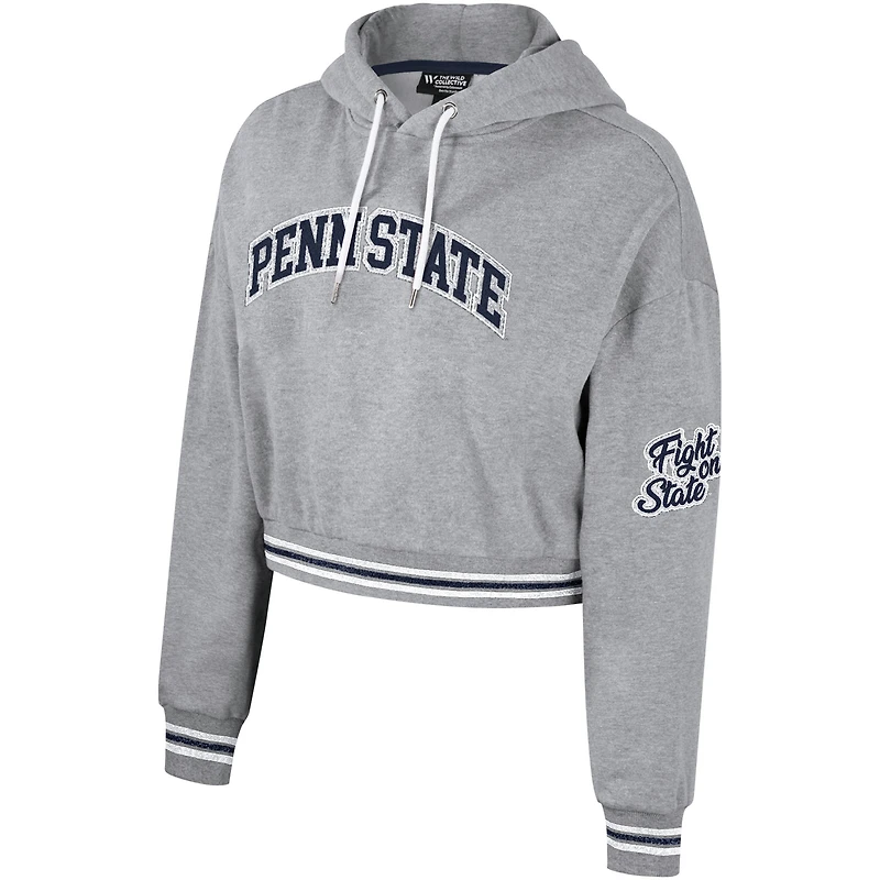 Women's The Wild Collective Heather Gray Penn State Nittany Lions Cropped Shimmer Pullover Hoodie