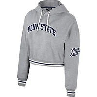 Women's The Wild Collective Heather Gray Penn State Nittany Lions Cropped Shimmer Pullover Hoodie