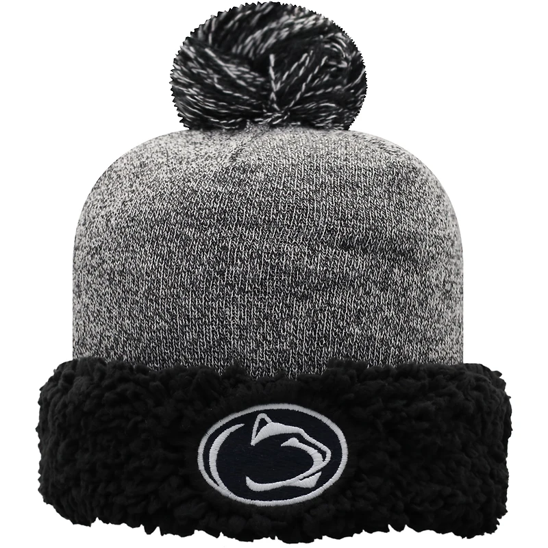Top of the World Black Penn State Nittany Lions Bonnet en tricot à revers et pompon pour femmes
