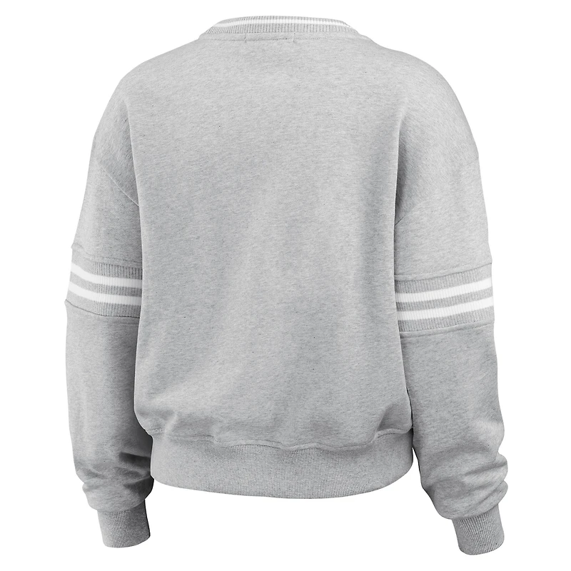 Women's WEAR by Erin Andrews Heather Gray Penn State Nittany Lions Classic Stripe Pullover Sweater
