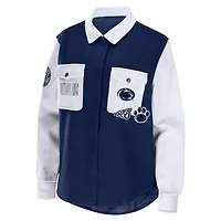 WEAR by Erin Andrews - Veste-chemise boutonnée Penn State Nittany Lions bleu marine pour femme