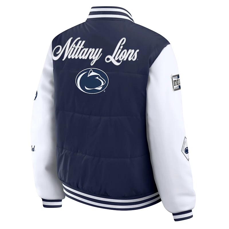 Women's WEAR by Erin Andrews  Navy Penn State Nittany Lions Varsity Puffer Jacket