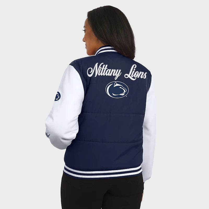 Women's WEAR by Erin Andrews  Navy Penn State Nittany Lions Varsity Puffer Jacket