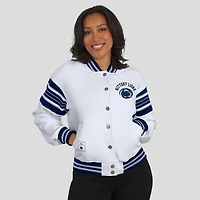 Sweat-shirt polaire à boutons-pression en satin blanc et marine Penn State Nittany Lions de la marque WEAR by Erin Andrews pour femme