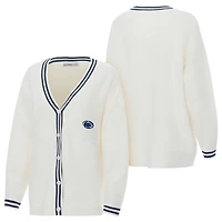 Cardigan boutonné en tricot rayé crème pour femme ZooZatz Penn State Nittany Lions