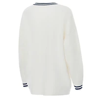 Cardigan boutonné en tricot rayé crème pour femme ZooZatz Penn State Nittany Lions