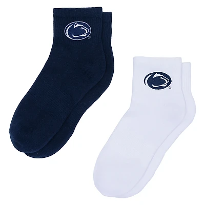 Lot de deux paires de chaussettes mi-longues ZooZatz blanches/bleu marine Penn State Nittany Lions pour femme